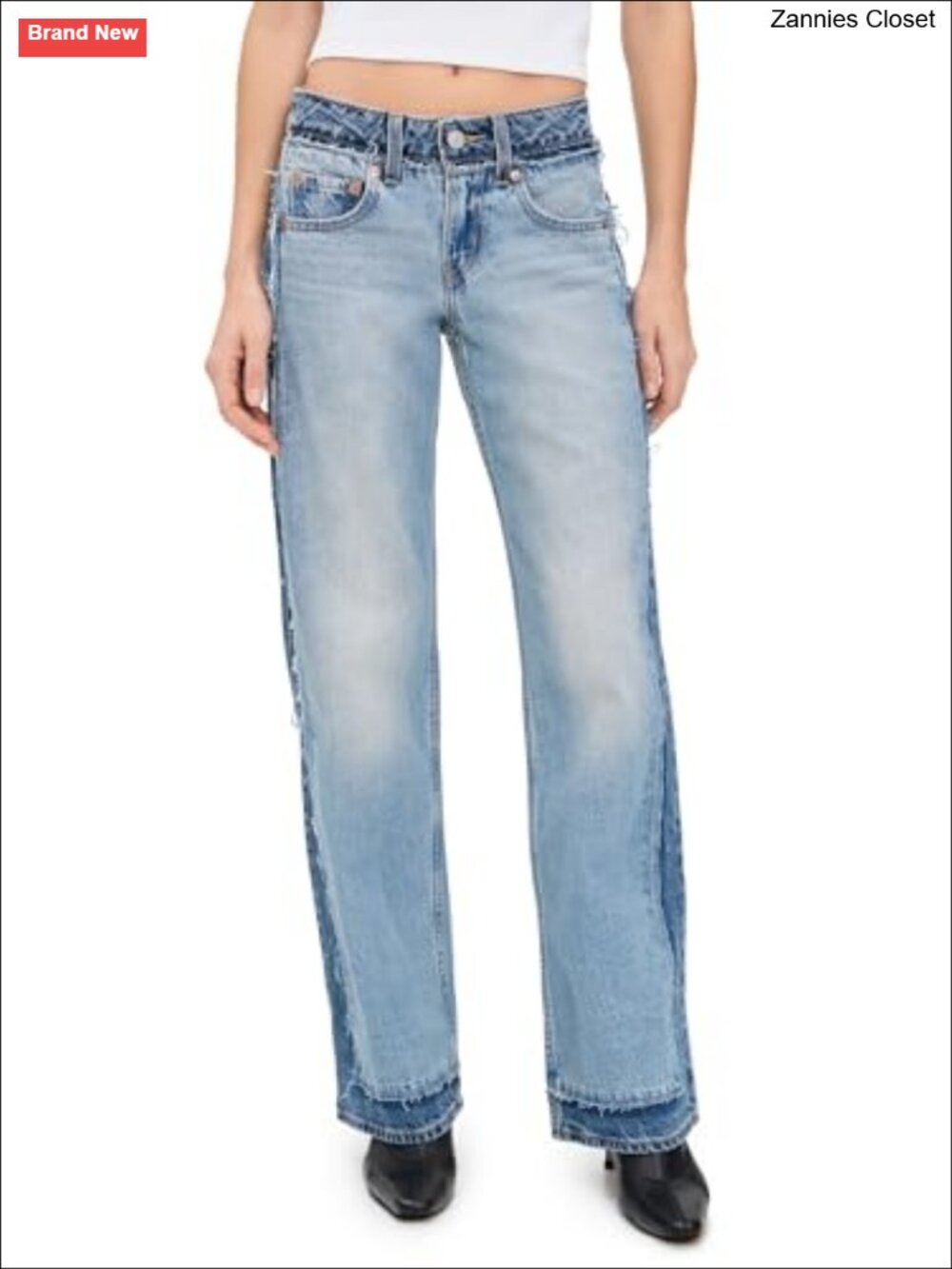 Low Rise Deconstructed Loose Wide Leg Jeans Effortless Casual Denim
